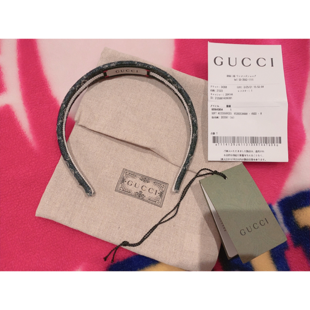 Gucci(グッチ)のGUCCI♡デニム生地♡カチューシャ レディースのヘアアクセサリー(カチューシャ)の商品写真