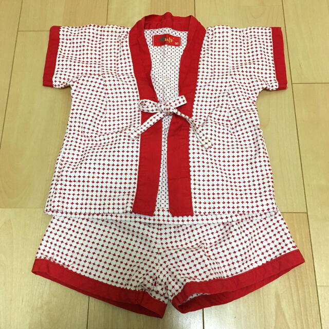 竹とんぼ 甚平／バーバパパ 半ズボン／ブラック レギンス キッズ/ベビー/マタニティのキッズ服女の子用(90cm~)(甚平/浴衣)の商品写真