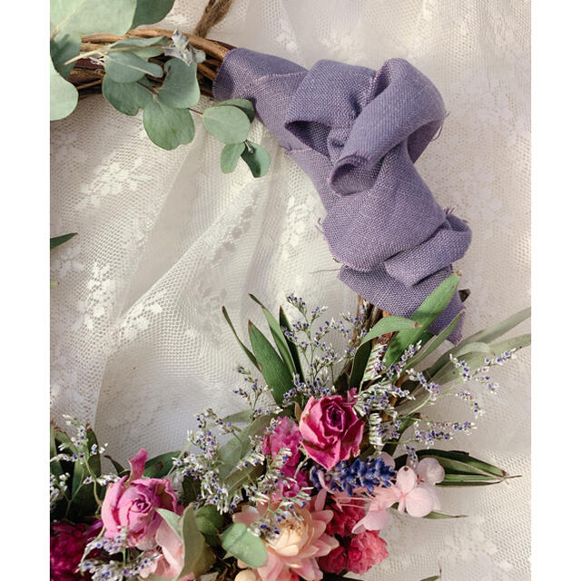 ラベンダーと薔薇さんのお花畑 ドライフラワーリース