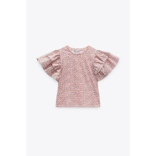 ザラ(ZARA)のZARA コントラストフラワー柄Ｔシャツ　Lサイズ　未使用(その他)