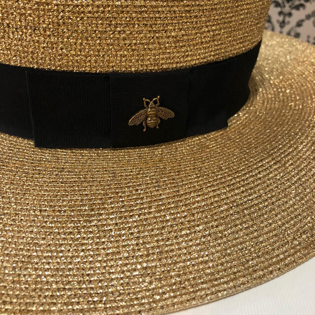 Gucci(グッチ)のグッチ  カンカン帽　麦わら帽子  ストローハット size 58 L レディースの帽子(麦わら帽子/ストローハット)の商品写真