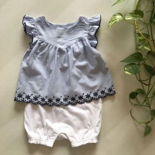 ベビーギャップ(babyGAP)の★baby GAP★ サマーストライプロンパース 女のコ 3〜6ヶ月(ロンパース)