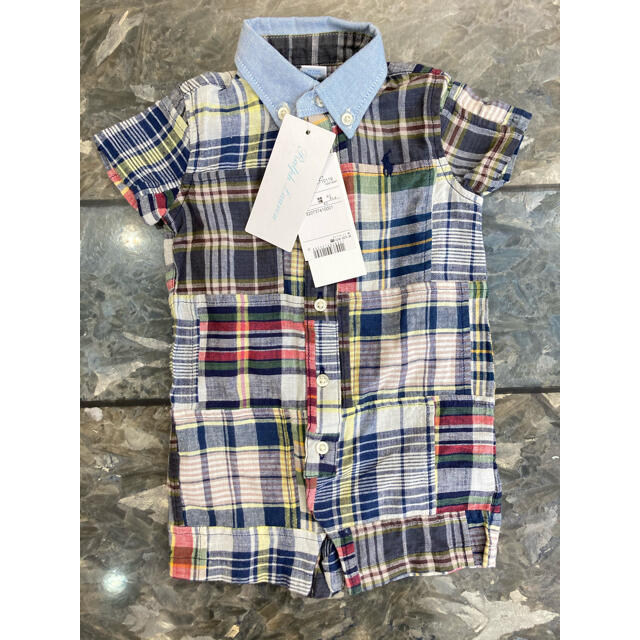 Ralph Lauren(ラルフローレン)の新品✨Ralph Lauren ロンパース カバーオール チェック シャツ キッズ/ベビー/マタニティのベビー服(~85cm)(カバーオール)の商品写真