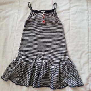 プチバトー(PETIT BATEAU)のPETIT BATEAU 細ボーダーワンピース　2a84cm(ワンピース)