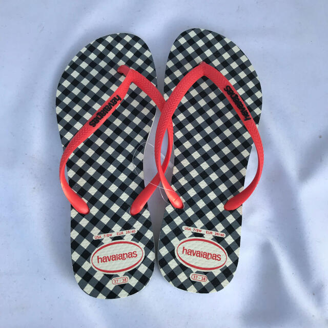 havaianas(ハワイアナス)のハワイアナス　チェック柄　ビーチサンダル　35/36 ブラック×ホワイト レディースの靴/シューズ(ビーチサンダル)の商品写真