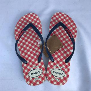 ハワイアナス(havaianas)のハワイアナス　チェック柄　ビーチサンダル　35/36 レッド×ホワイト(ビーチサンダル)