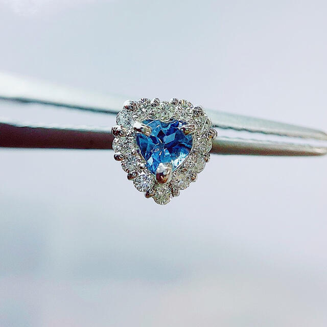 即決価格☆0.20ct☆✨一粒ハートアクアマリンダイヤモンドピアス