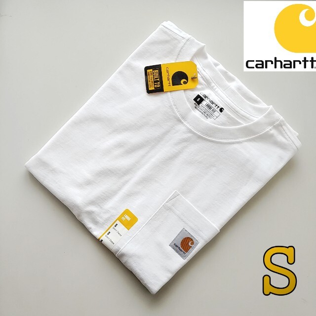 carhartt(カーハート)の①Carhartt ホワイト S Tシャツ カーハート 新品 半袖 厚手正規 白 メンズのトップス(Tシャツ/カットソー(半袖/袖なし))の商品写真