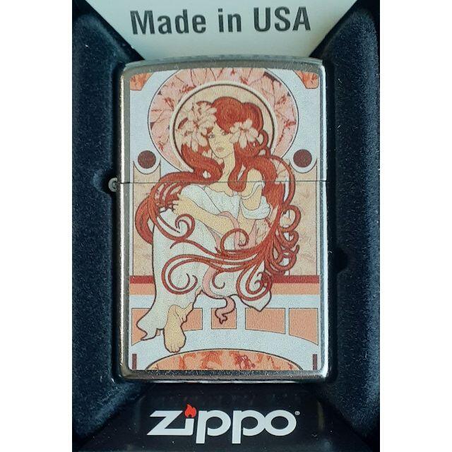 Zippo Lady ヌーベルウーマン ミュシャ・スタイル 赤毛ロングヘア