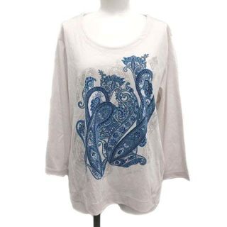 ハナエモリ(HANAE MORI)のハナエモリ Tシャツ カットソー ロンT プリント ラメ 3 L グレージュ 青(その他)