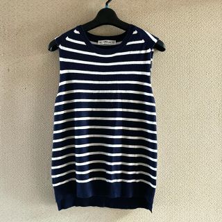 ザラ(ZARA)の【ZARA】ザラ◆濃紺バイカラー◆洗練ノースリーブニット(タンクトップ)