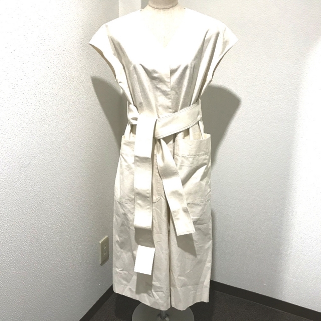ルシェルブルー LE CIEL BLEU Neppy Cotton Gilet Dress 21A65313 ジレ ワンピース ワンピース コットン アイボリー 未使用