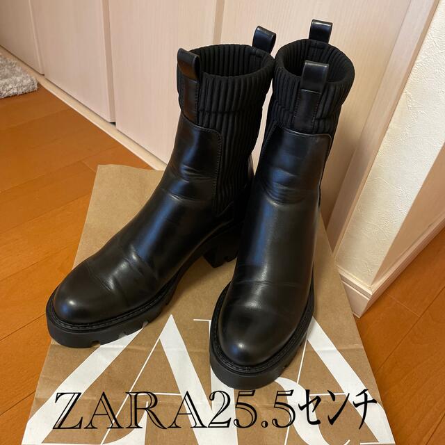 ZARA ブーツ 39 タイト ヒール ロングブーツ トラックソール-