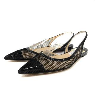 ジミーチュウ(JIMMY CHOO)のジミーチュウ パンプス フラット メッシュ ポインテッドトゥ 39 黒(ハイヒール/パンプス)