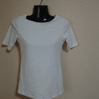 ユニクロ(UNIQLO)のUNIQLO ストレッチコットンボートネックT 半袖 白(Tシャツ(半袖/袖なし))