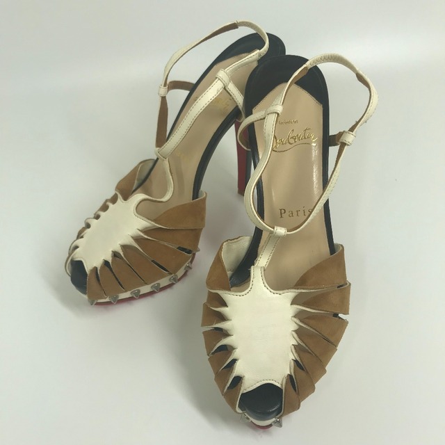 美品 Christian Louboutin パイソンレザー セパレートパンプス