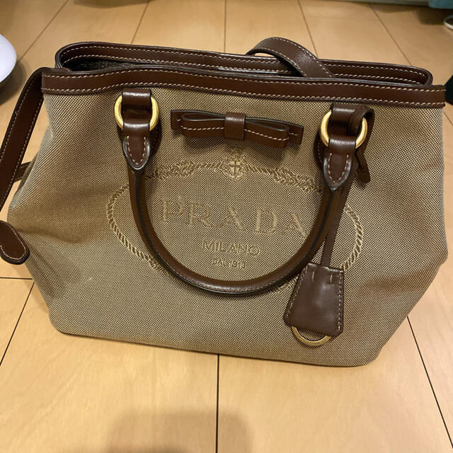 PRADA ロゴジャガード キャンバス 2WAY ショルダーリボンバッグ