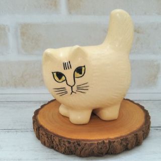 リサラーソン(Lisa Larson)の美品 ◆ リサラーソン モア ミニ  ホワイト Moa 猫 北欧(置物)