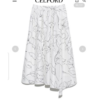 フレイアイディー(FRAY I.D)のセルフォード ラインフラワープリントスカート CELFORD(ひざ丈スカート)