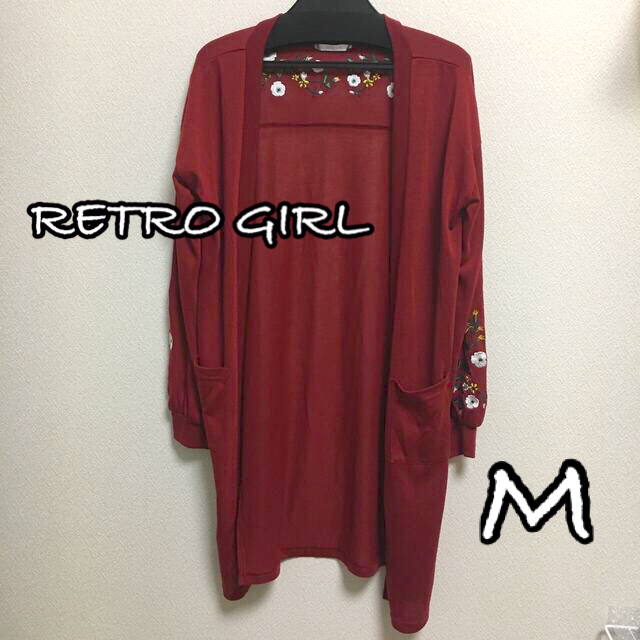 RETRO GIRL(レトロガール)の【RETRO GIRL】花刺繍入りロングカーディガン　Mサイズ レディースのトップス(カーディガン)の商品写真