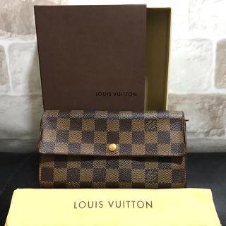 ルイヴィトン(LOUIS VUITTON)の美品　正規品　ルイヴィトン ダミエ 長財布　ブラウン　茶色　箱付(ポーチ)