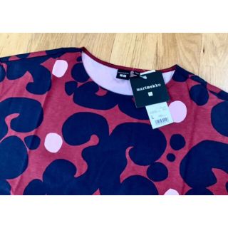 日本未発売★marimekko uniqlo ドット Tシャツ ネイビー　L