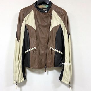 エトロ(ETRO)の国内正規品　未使用　エトロ　ライダース　レザージャケット　ミックスカラー　44(ライダースジャケット)