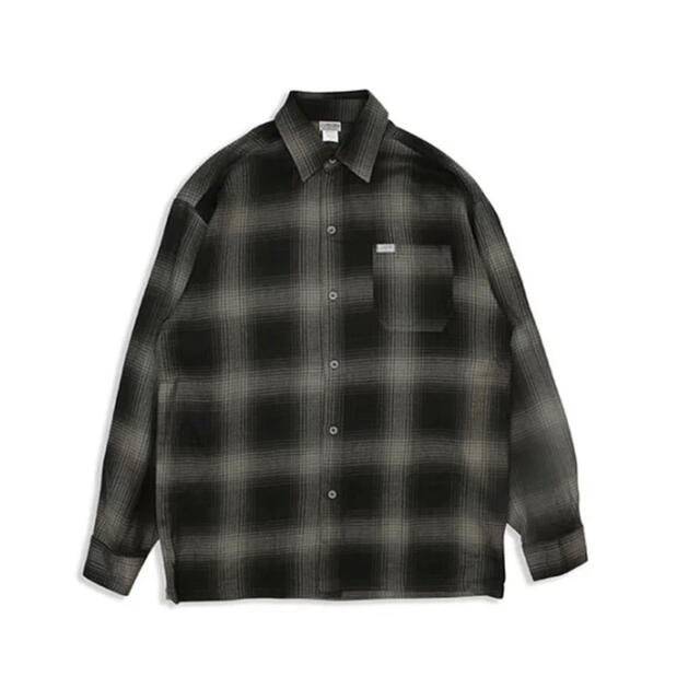 CALTOP(カルトップ)のcaltop  ロングスリーブシャツ　ブラック×チャコール メンズのトップス(シャツ)の商品写真