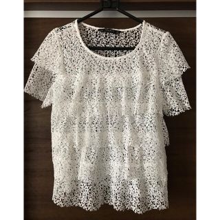 ザラ(ZARA)のZARA BASIC 総レース　半袖ブラウス　リーフ柄　透かし総レース(シャツ/ブラウス(半袖/袖なし))