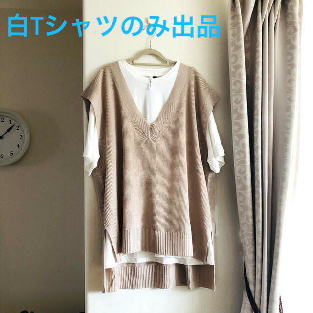 しまむら(シマムラ)の★新品★ゆったりTシャツ★白★4L★五分袖★綿100% レディースのトップス(Tシャツ(半袖/袖なし))の商品写真