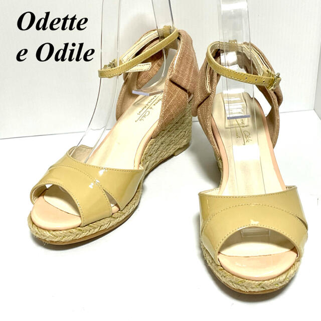 Odette e Odile(オデットエオディール)の【着用一回❗️】オデットエオディール　バッグリボン　サンダル　ウェッジヒール レディースの靴/シューズ(サンダル)の商品写真