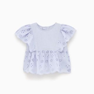 ザラキッズ(ZARA KIDS)のザラベイビー　水色レースブラウス　104(Tシャツ/カットソー)