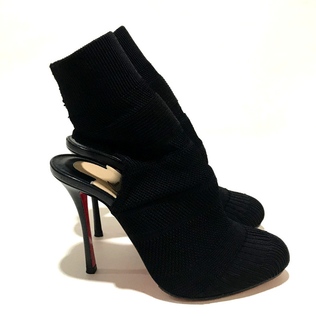 Christian Louboutin(クリスチャンルブタン)のクリスチャンルブタン Christian Louboutin ソックスブーツ 3161050 トリコット ハイヒール ピンヒール ブーツ ファブリック ブラック レディースの靴/シューズ(ブーツ)の商品写真