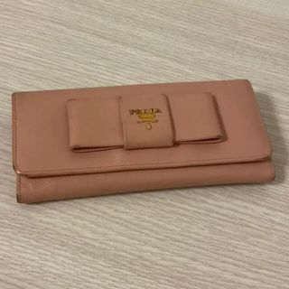 プラダ(PRADA)の正規品　PRADA プラダ 長財布 ピンク リボン(長財布)