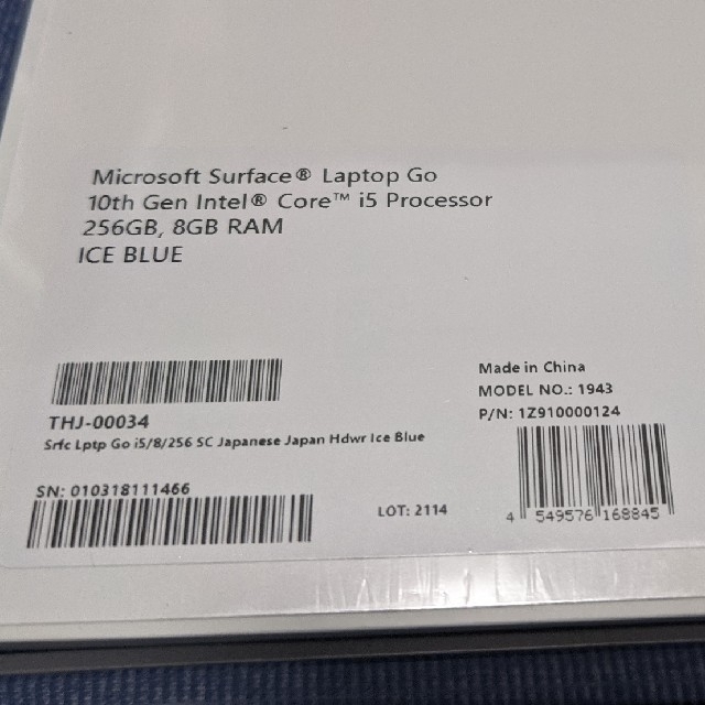 Microsoft(マイクロソフト)の【専用】Surface Laptop Go THH-00034  256GB スマホ/家電/カメラのPC/タブレット(ノートPC)の商品写真