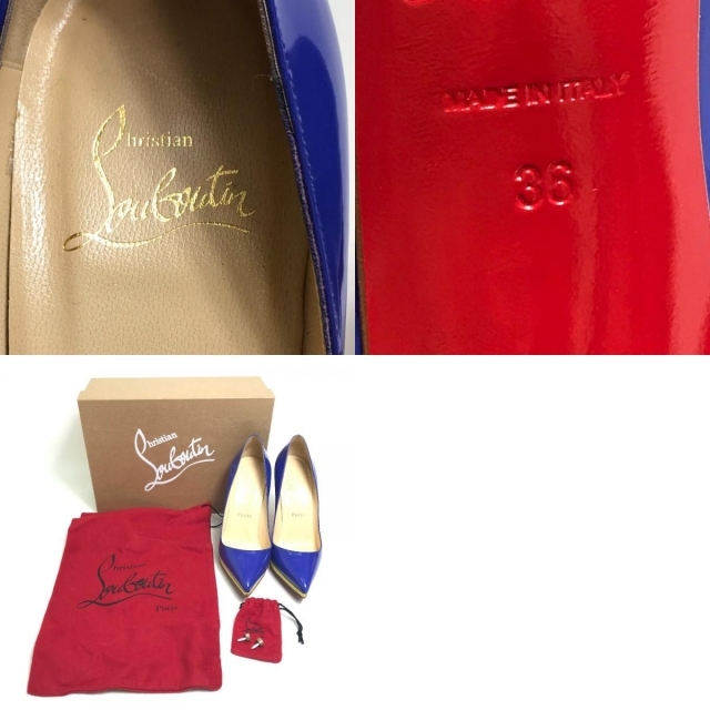 Christian Louboutin(クリスチャンルブタン)のクリスチャンルブタン Christian Louboutin トリコロール 1110971 エナメル パンプス パテントレザー ブルー×レッド×イエロー 美品 レディースの靴/シューズ(ハイヒール/パンプス)の商品写真