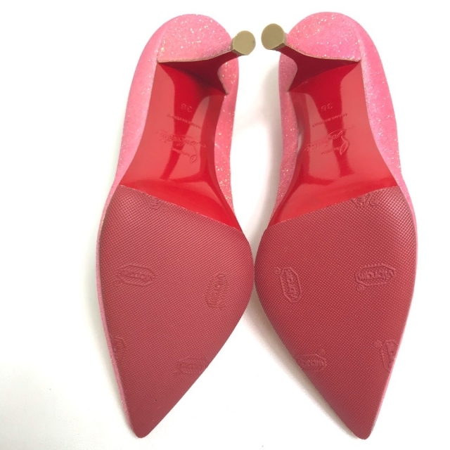 Christian Louboutin(クリスチャンルブタン)のクリスチャンルブタン Christian Louboutin グリッター Batignoles 100 Glitter Mini パンプス ラメ加工レザー ピンク 美品 レディースの靴/シューズ(ハイヒール/パンプス)の商品写真