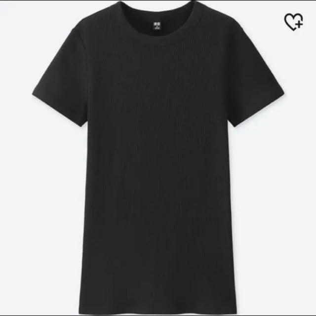 UNIQLO(ユニクロ)のUNIQLO【スーピマコットンリブクルーネックT】ブラック・XL size レディースのトップス(Tシャツ(半袖/袖なし))の商品写真