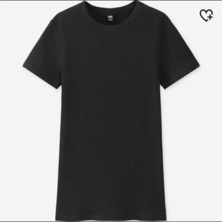 ユニクロ(UNIQLO)のUNIQLO【スーピマコットンリブクルーネックT】ブラック・XL size(Tシャツ(半袖/袖なし))