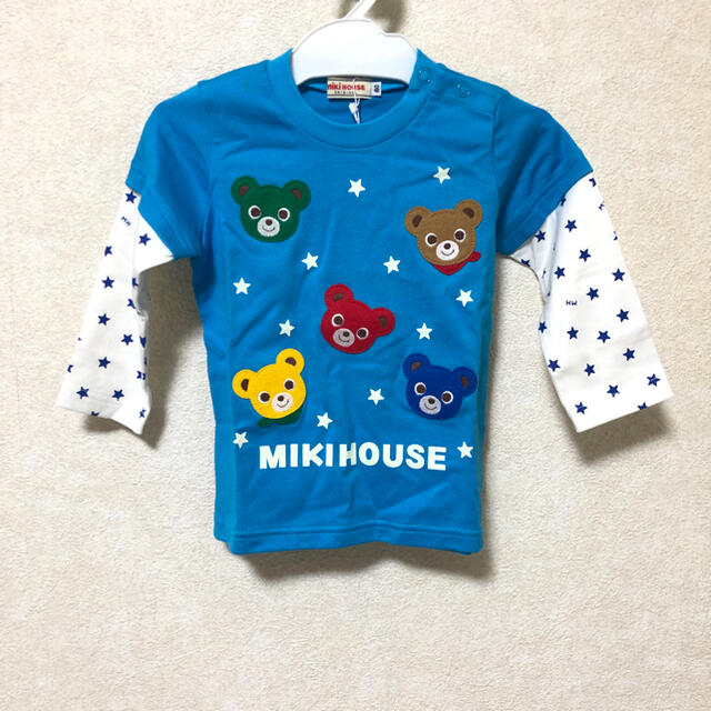 mikihouse(ミキハウス)のMIKIHOUSE ミキハウス Tシャツ　クマ　くま　星　青　ブルー　80cm キッズ/ベビー/マタニティのベビー服(~85cm)(Ｔシャツ)の商品写真