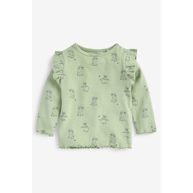 NEXT(ネクスト)のミントグリーン ウサギ ベーシック リブジャージーTシャツ（3m-7y） キッズ/ベビー/マタニティのベビー服(~85cm)(シャツ/カットソー)の商品写真