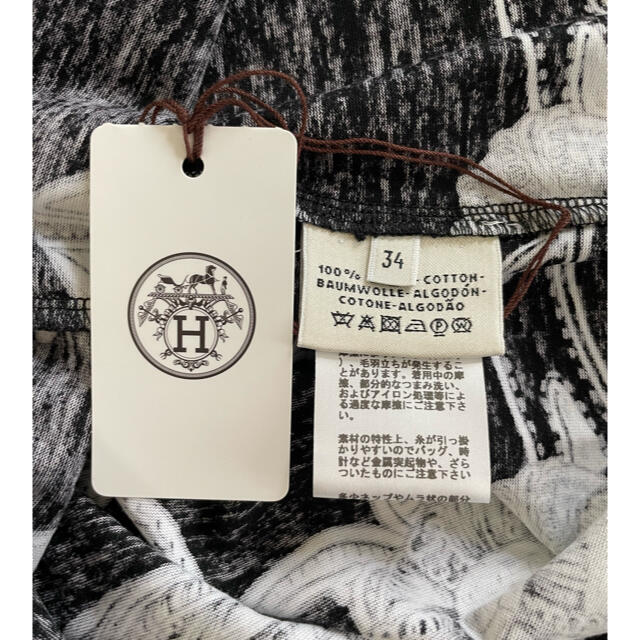 未使用 保管品 タグ付き HERMES エルメス 刺繍ポケット Tシャツ 34