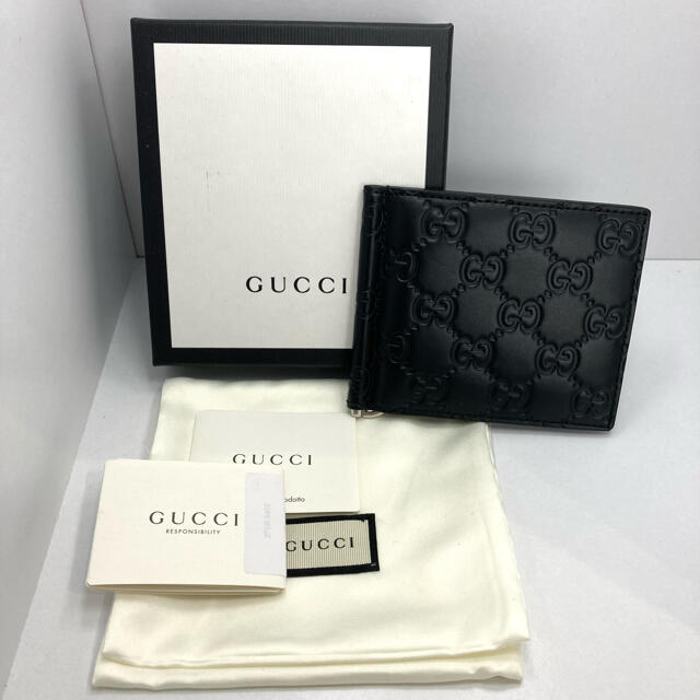 極美品 GUCCI グッチ マネークリップ グッチシマ 170580 ウォレット