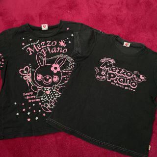 メゾピアノ(mezzo piano)のメゾピアノ ブラックTシャツ2枚 130cm135cm 女児(Tシャツ/カットソー)