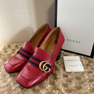 グッチ(Gucci)のグッチ　マーモント　レザー　ヒール　ローファー　パンプス　35 1/2　(ハイヒール/パンプス)