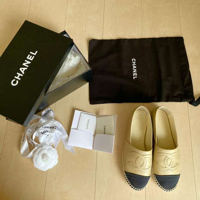 シャネル CHANEL 靴 シューズ エスパドリーユ ベージュ ブラック 35
