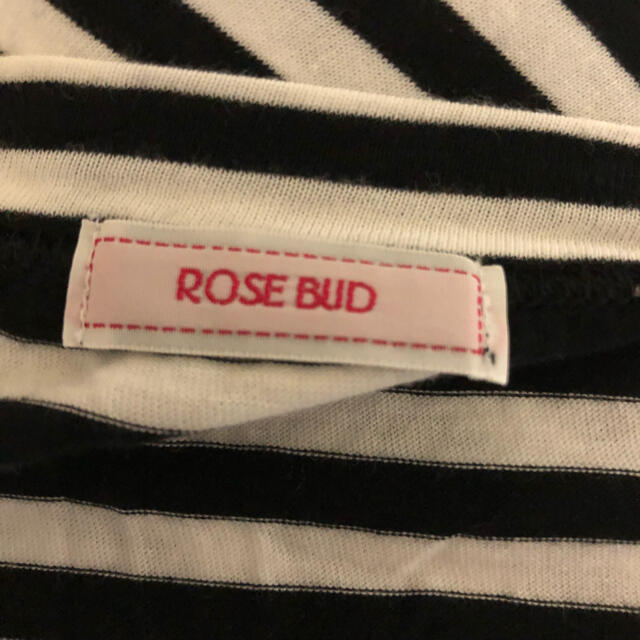 ROSE BUD(ローズバッド)のROSE BUD◆白×黒◆ボーダーボートネックカットソー レディースのトップス(カットソー(半袖/袖なし))の商品写真