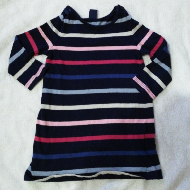 babyGAP(ベビーギャップ)のbaby gap 　長袖カラフルボーダーワンピース　80cm キッズ/ベビー/マタニティのベビー服(~85cm)(ワンピース)の商品写真