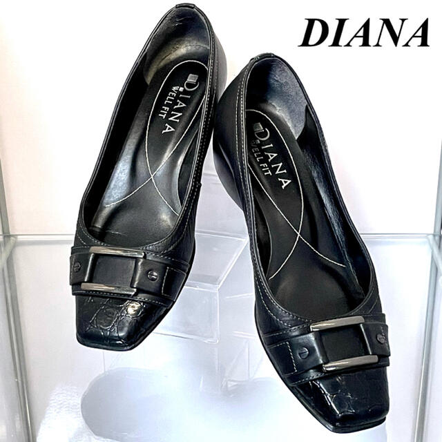 DIANA(ダイアナ)の【超美品❗️】DIANA フロントバックル　クロコ　レザー　ウェッジヒール　23 レディースの靴/シューズ(ハイヒール/パンプス)の商品写真