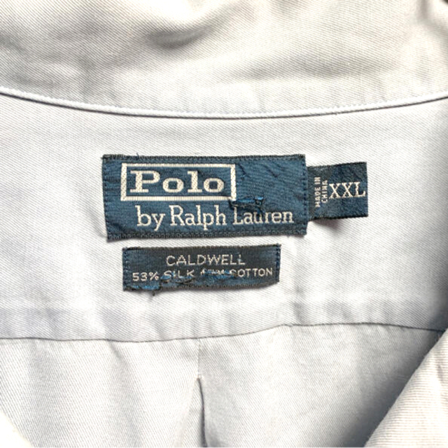 【オンライン限定商品】  Ralph Lauren ブルー 半袖オープンカラー シルク ラルフローレン XXL 90s - シャツ